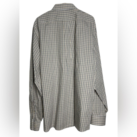 Michael Kors Men's Plaid Shirt Dress shirt- Tan and Blue Tall 17.5 /38 /39 - Picture 2 of 7